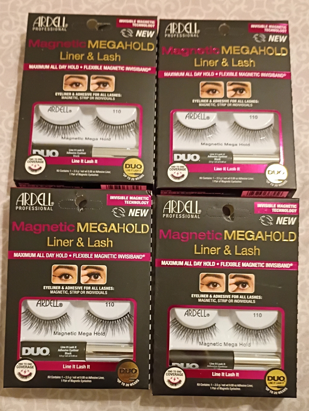 Ardell Magnetic MegaHold Liner & Lash Set #110 4pack Bundle